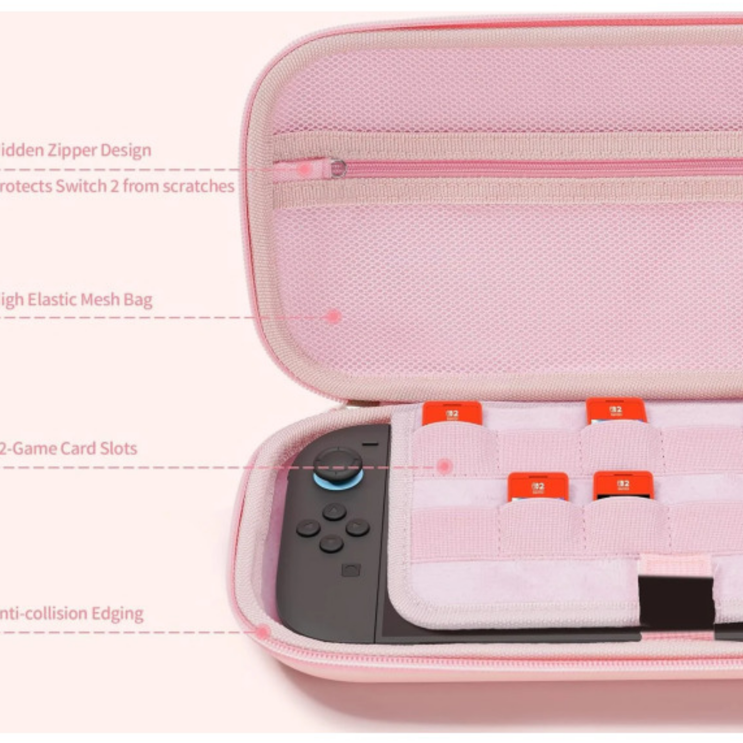 Pink Cat Ears System Carrying Case for Switch 2