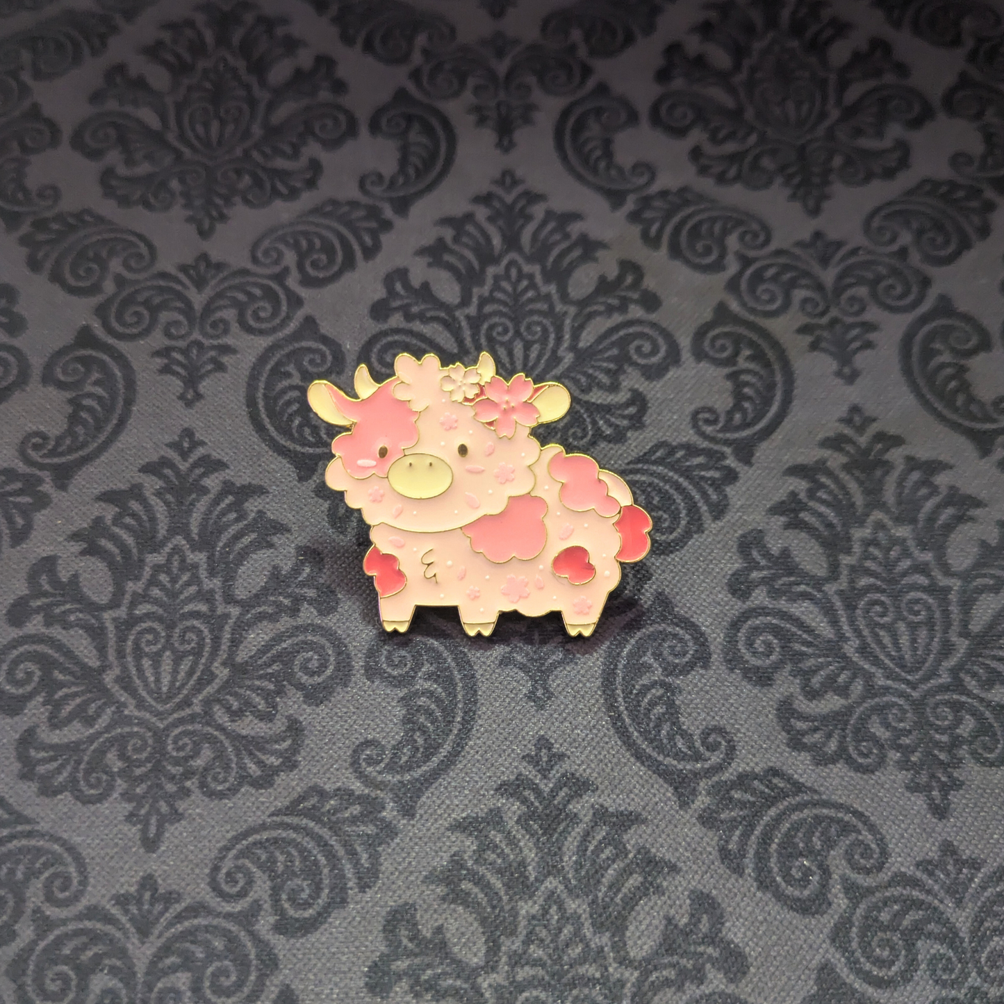 Pink Cloud Cow Pin