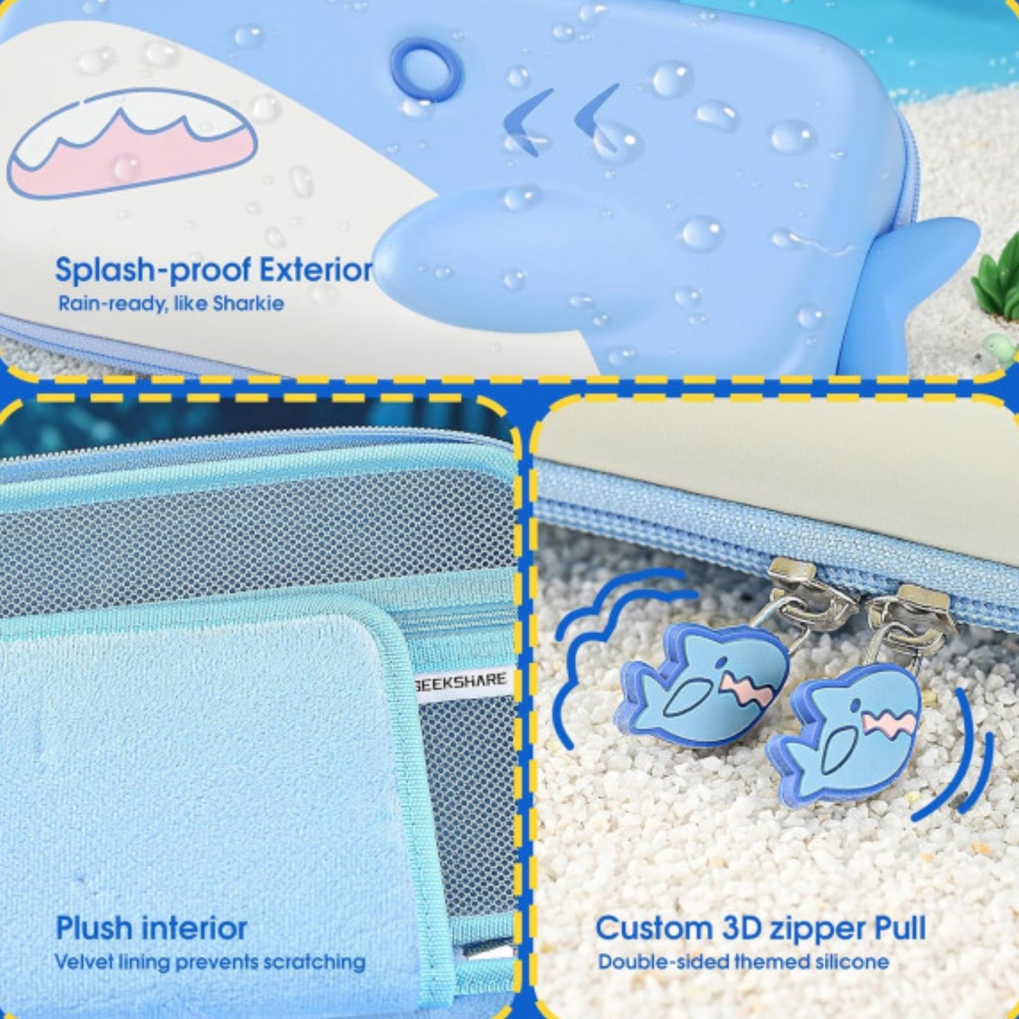 Shark Party Blue System Hard Shell Carrying Case for Switch 2
