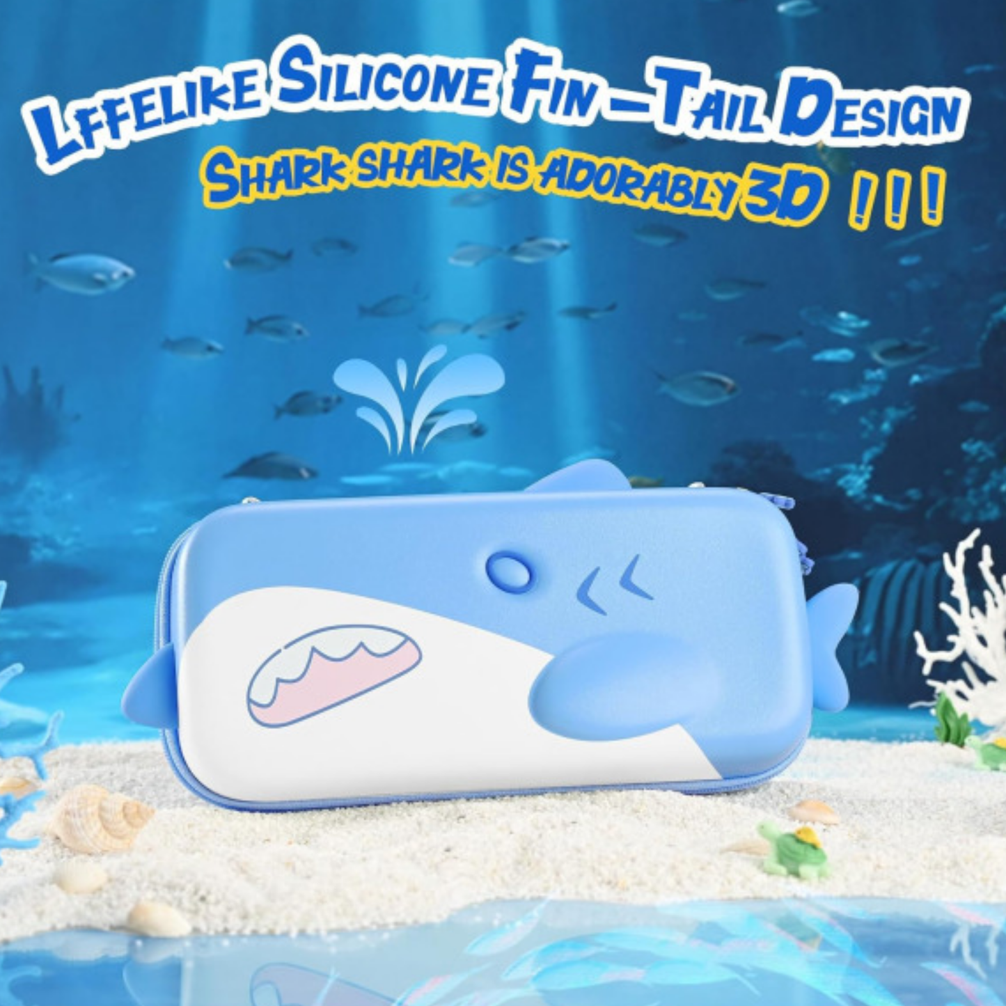 Shark Party Blue System Hard Shell Carrying Case for Switch 2