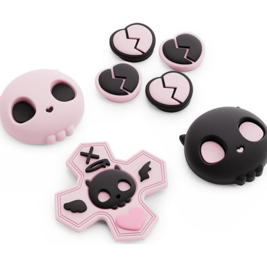 Sweetheart Skull Black & Pink Thumb & Button Grips(Set of 7)for Switch 2 Joy-Con