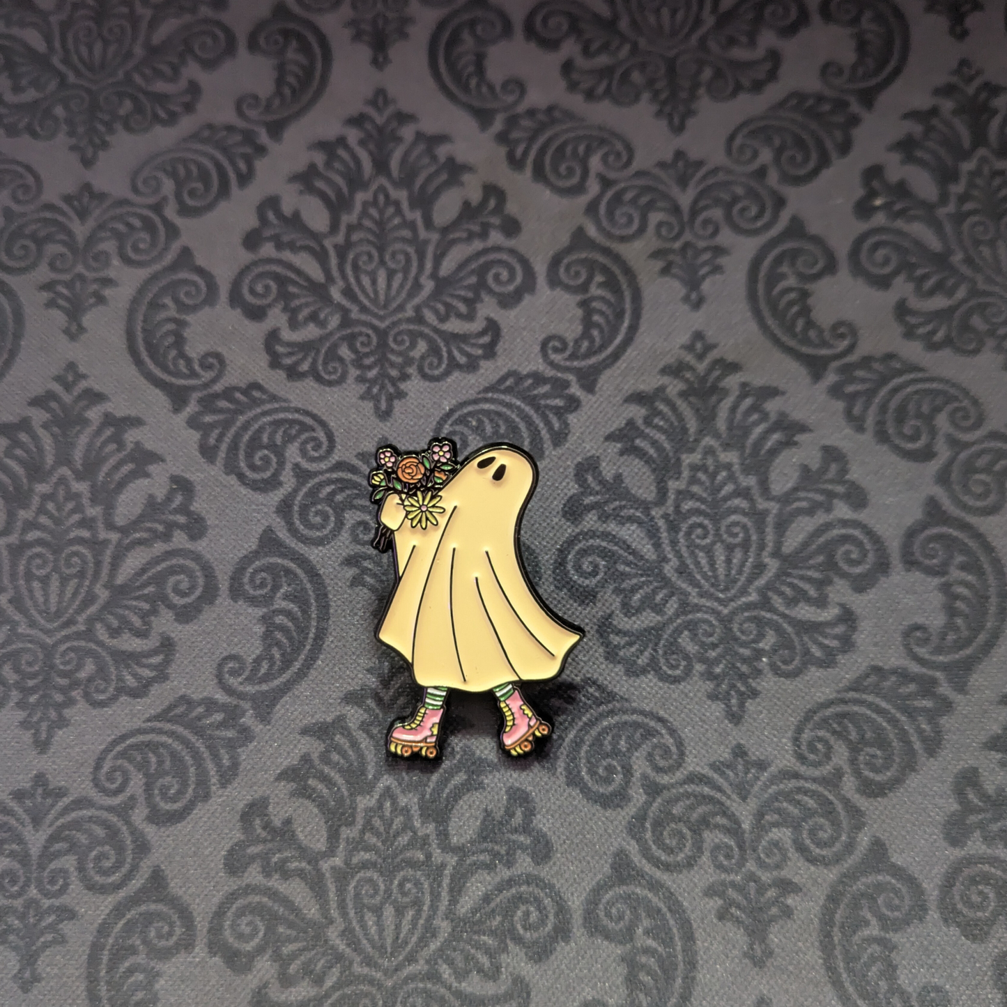 Ghost on Roller Blades Pin
