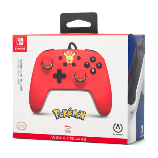 Pokemon Laughing Pikachu Red Wired Controller for Switch